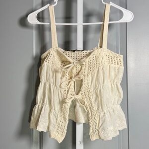 ZARA Crochet and eyelet lace front tank Sz M
